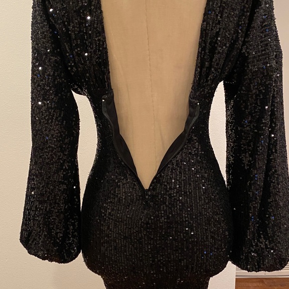 Fashion Nova Black Sequin Long Sleeve Dress - Picture 4 of 6